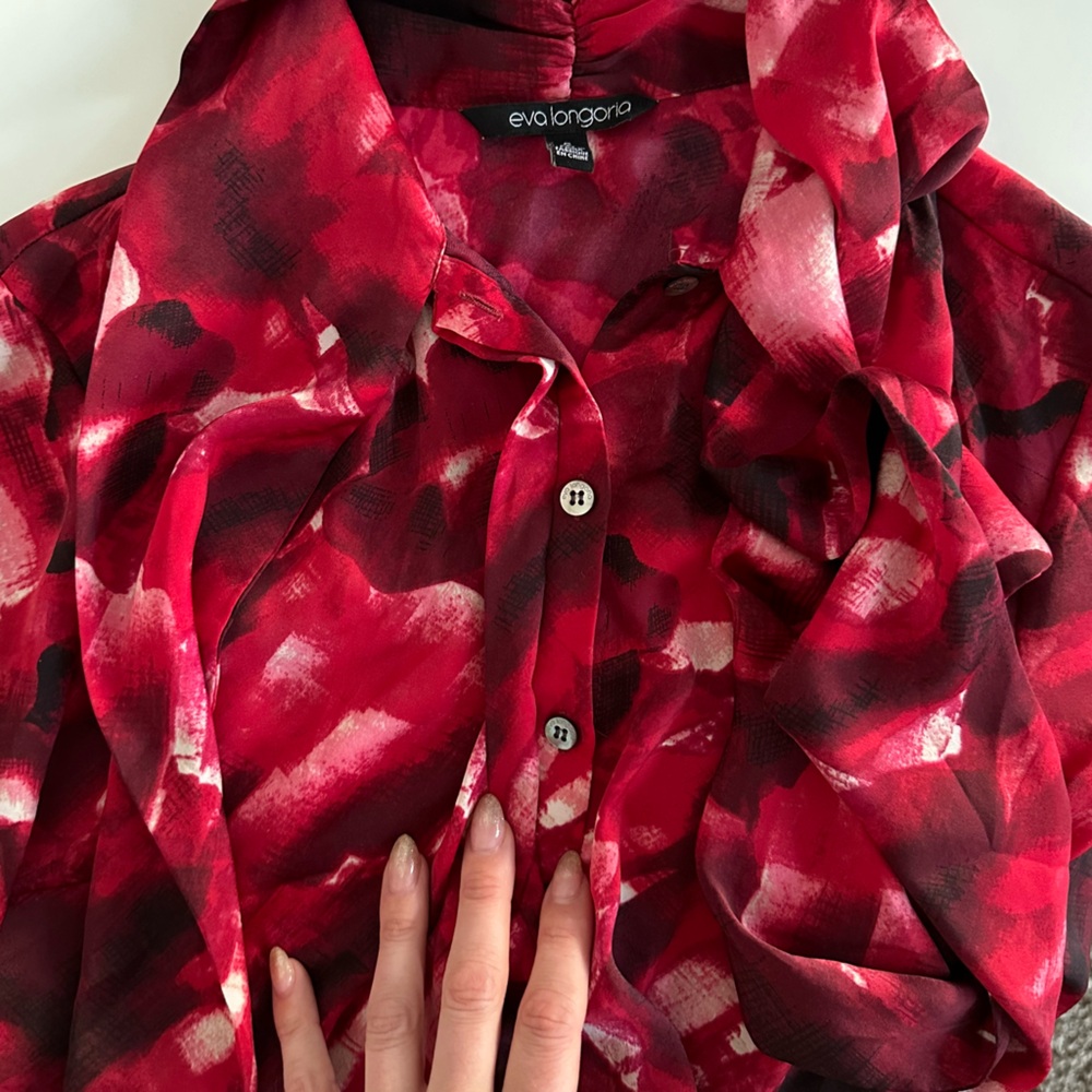 Eva Lomgoria Red Bow Blouse
